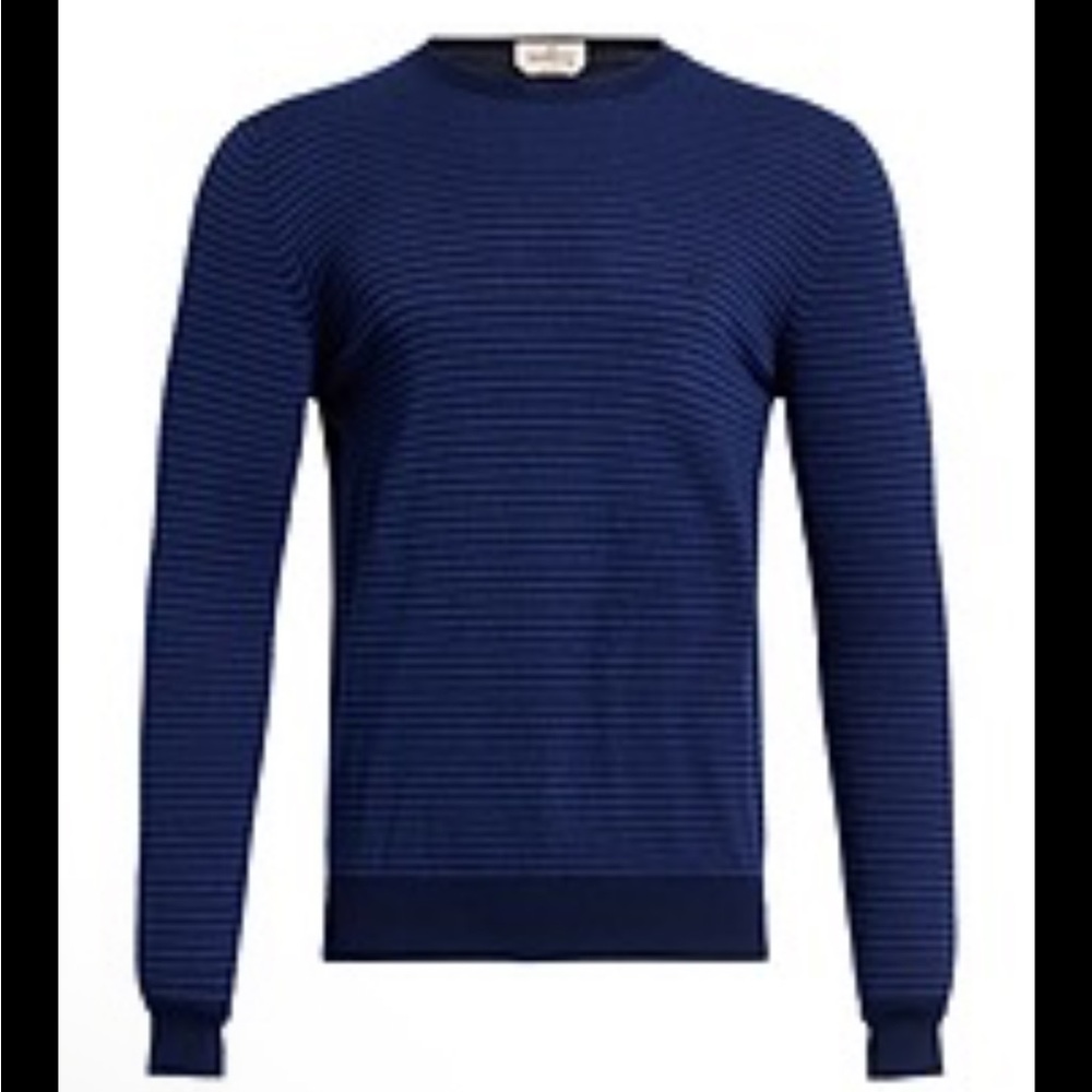 Brooksfield Men's Blue Striped Sweater